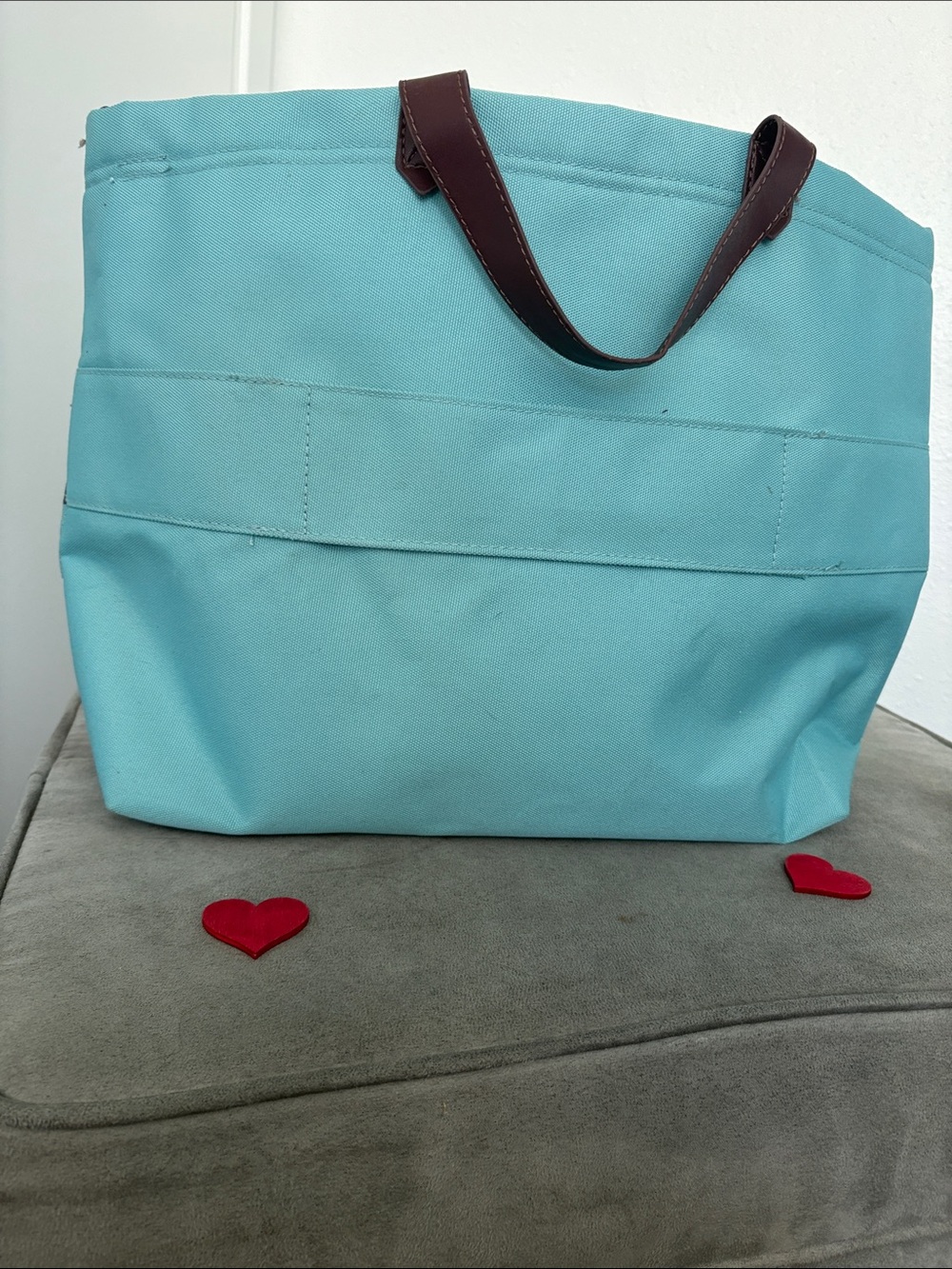 Pendleton Turquoise Aztec-Pattern Tote with Brown Trim - Picture 2 of 5